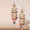 Round acrylic rice beads fringed ear hooks new retro niche design earrings fashion personality temperament earrings