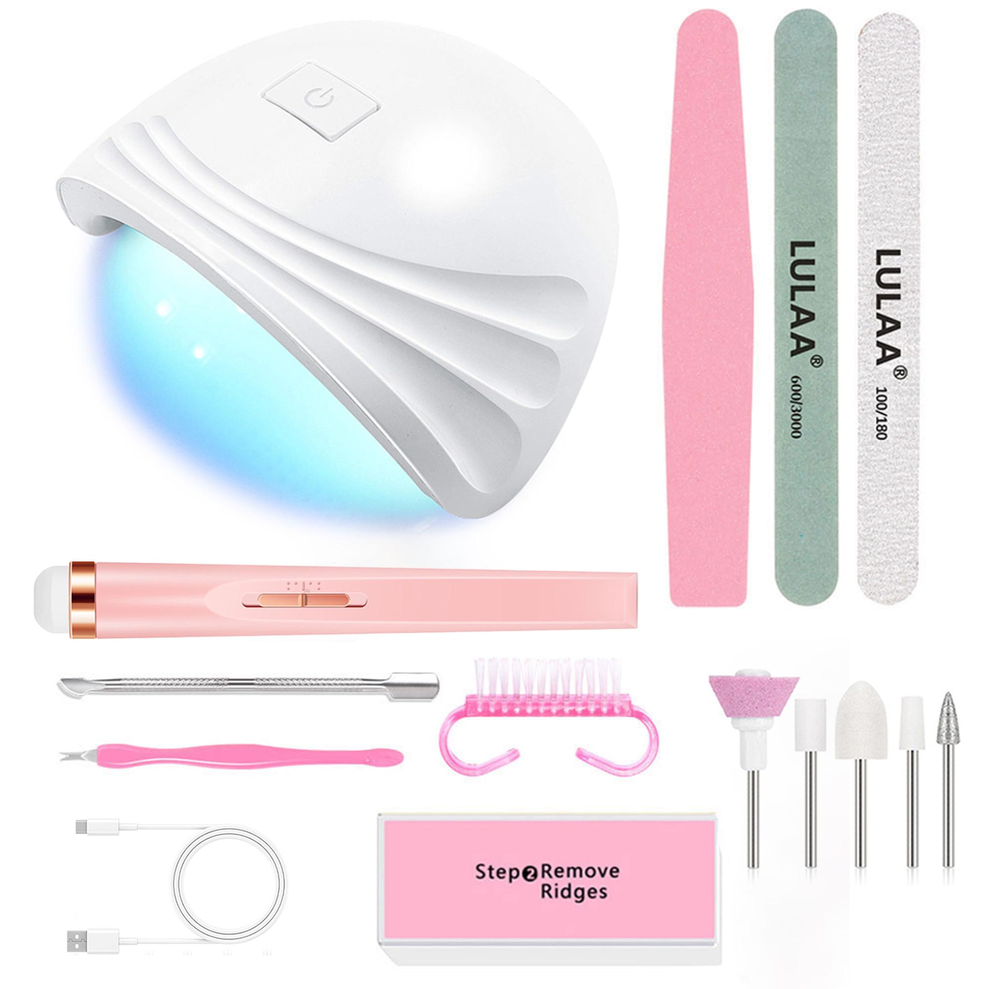 

Маникюрный набор, электрическая дрель для ногтей с подсветкой, портативная с аккумулятором, электрические маникюрные инструменты для снятия геля розовый