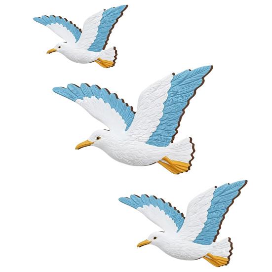 

3 Pcs Wood Seagull Beach Wall Art Nautical Coastal Theme Flying Sea Birds Wall Sculpture Lake House Ocean Ornaments for Home Bathroom Sets