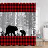 Funny Bear Shower Curtains Bathing Bear Wooden Plank Pattern Fabric Bathroom Decor Bear Silouette Rustic Bath Curtain With Hooks