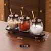 Antique Glass Seasoning Jar Set Home Kitchen High-value Seasoning Jar with Lid Seasoning Box Salt Bottle Kitchen Supplies