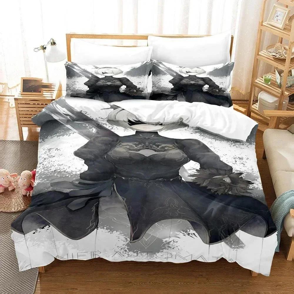 

3D Printed NieR Automata Bedding Set Duvet Cover Sheet Printed Bed Set Pillowcase Bed Full Queen King Size Comforter Bedroom 135x200cm