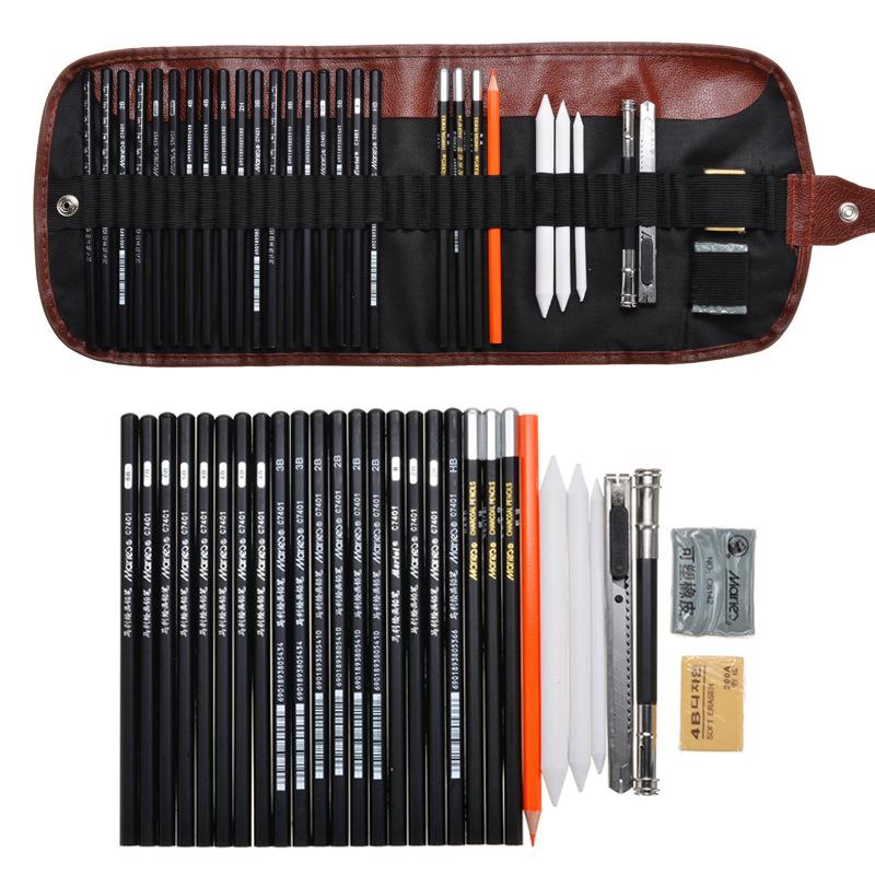 Set de papetărie pentru desen pentru începători, 30 buc, creion cu cărbune, pictură artistică