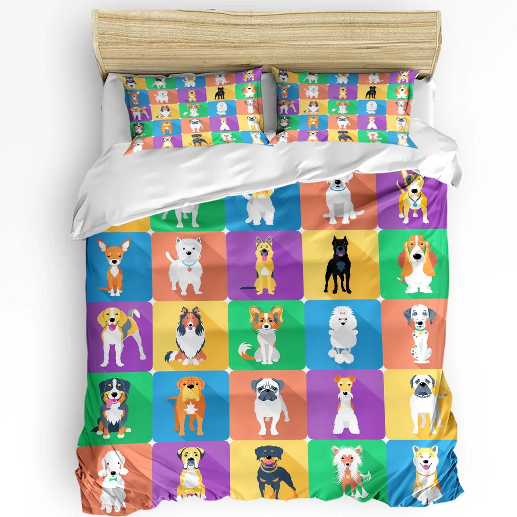 Dogs Pet Basket Cats Printed Comfort Duvet Cover Pillow Case Home Textile Quilt Cover Boy Kid Teen Girl Luxury 3pcs Bedding Set