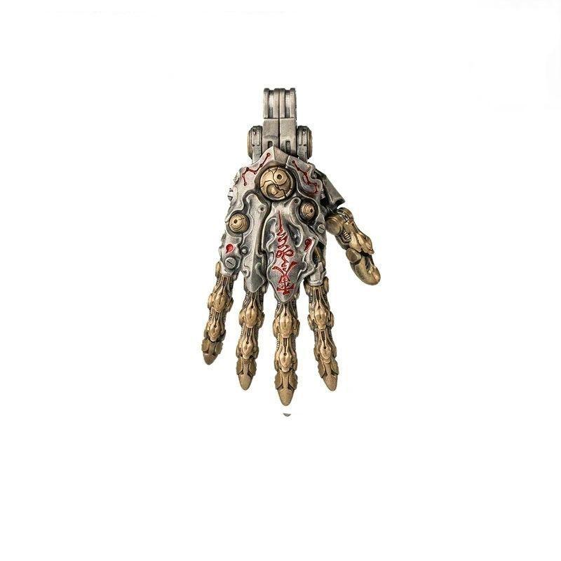 Hot Sale 5cm Robot Hand Collectible Daoism Mechanical With Chain Movable Finger Joints Hand Charm Display Gifts Pendant Ornament
