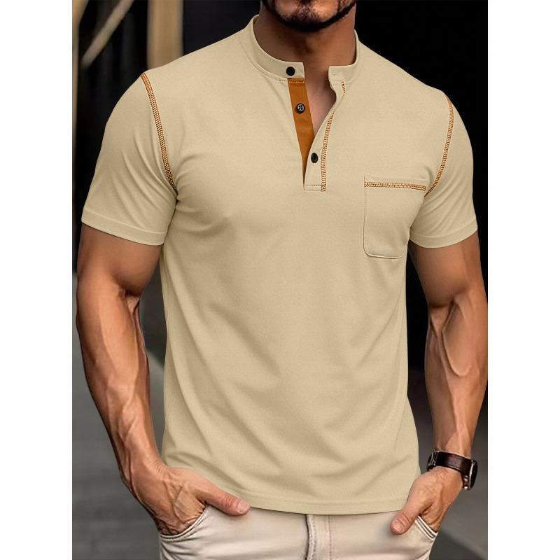 Men's Quick-Dry Short-Sleeved Henley Polo: Breathable Summer Casual T-Shirt in Plus Sizes
