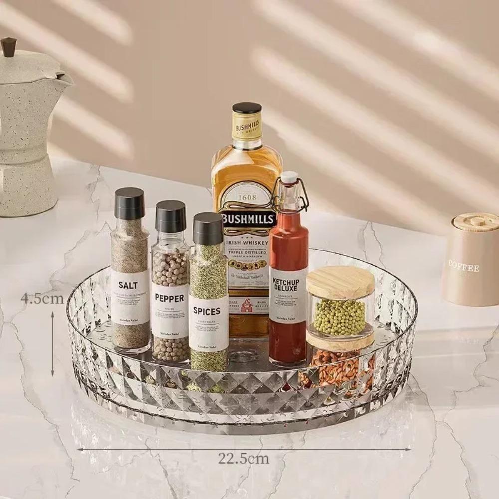 

360 Degree Rotating Organizer, Multifunctional Kitchen Storage Rack-for Spice Bottles,Soy Sauce,Fruits,Desktop & Cabinet Counter прозорий