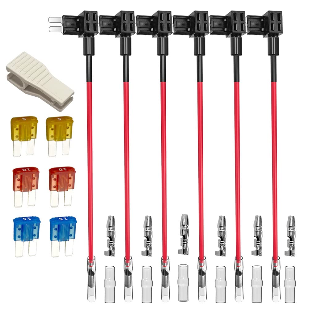 KILIGEN 6pcs 24V Micro 2 Circuit Fuse Tap Kit, Automotive Flat Type