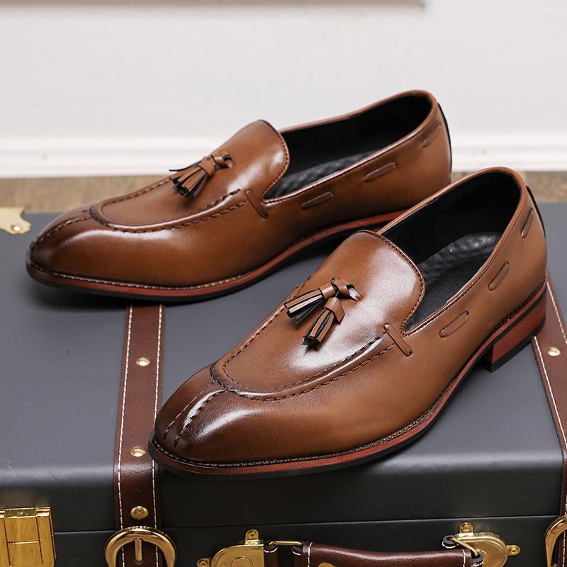 Men s Four Seasons British Style Tassel Leather Shoes: Casual, Formal, Business & Wedding. 40 коричневый