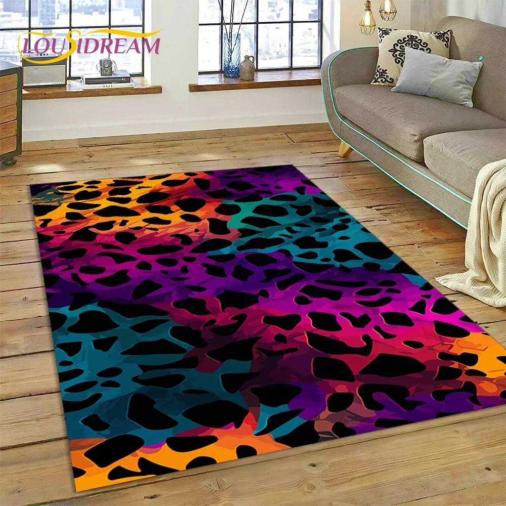 Colorful Zebra Stripe Leopard Tiger Carpet Rug for Bedroom Living Room Home Sofa Decoration,Children Game Large Decor Floor Mat