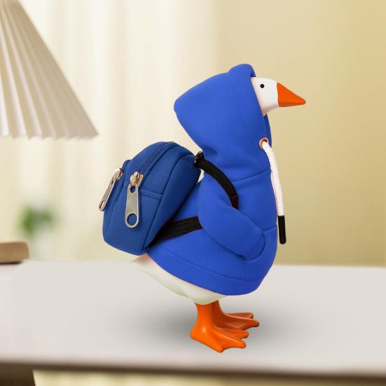 Mini Goose Hoodie with Backpack 7 Inch Desk Goose Outfit Mini Porch Goose Costume Magnetic Goose Statue Key Holder Clothes