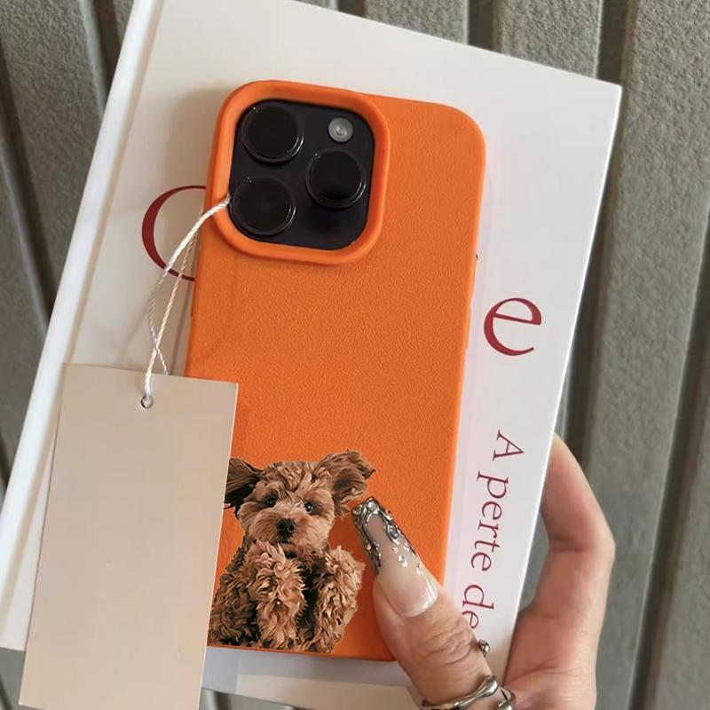 

Cute Curly Dog Pattern Lychee Texture Silicone Phone Case For iPhone 11 12 13 14 15 16 17 Pro Max 14 Plus 17 Air Soft Cover iPhone 11 Pro
