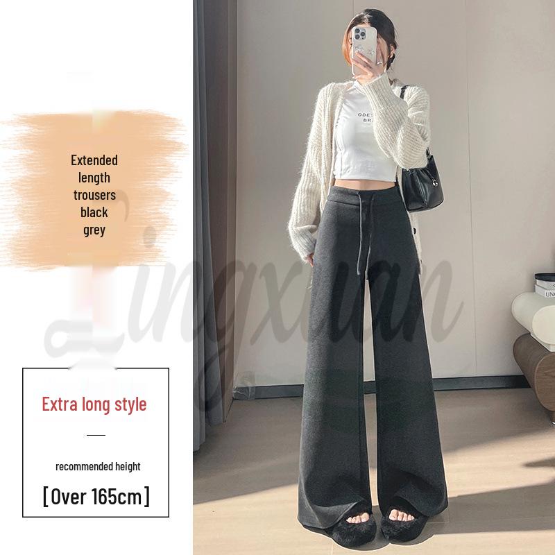 

2026 Autumn/Winter High-Waisted Velvet Wool Flare Pants - Women s Floor-Length Casual Style X-Large