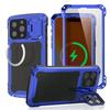 For iPhone 16 15 Plus 14 Pro Max Aluminum Metal Shockproof Magnetic Case Heavy Duty Armor Cover With Screen Protector Lens Stand