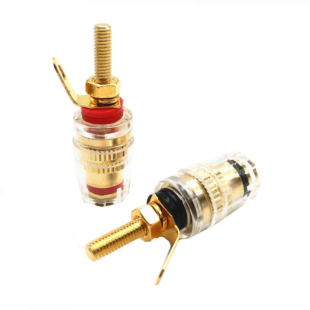 42mm High Performance Speaker Terminal Brass Gold Plated Terminal of Support Banana Plug [Set 16/Red 8/Black 8]