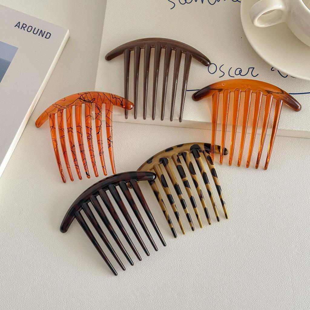 Black 7 Teeth Hair Combs Jewelry Charm Women Retro Simple Leopard Hairpin Hair Clips Barrettes Fashion Headwear Hair Accessories
