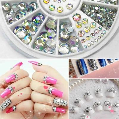 Kendin Yap Tırnak Sanatı Tekerlek Uçları Kristal Simli Rhinestone 3D Tırnak Sanatı Dekorasyonu Beyaz AB Rengi Akrilik Elmas Matkap Tırnak Malzemeleri