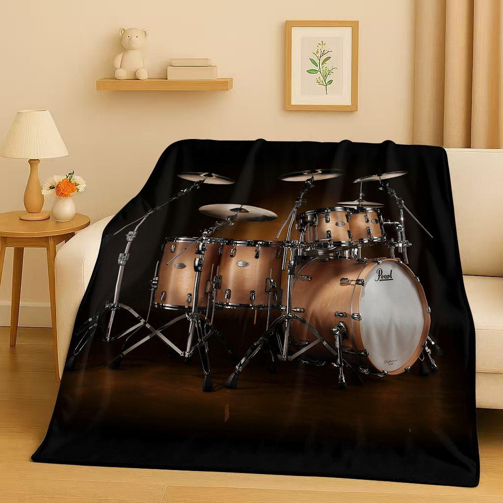 Set Batteria Classico Strumenti Musicali Rock Coperta in Flanella, Coperta Plaid Ultra Morbida per Casa Camera da Letto Letto Divano Copertura Regalo per Bambini
