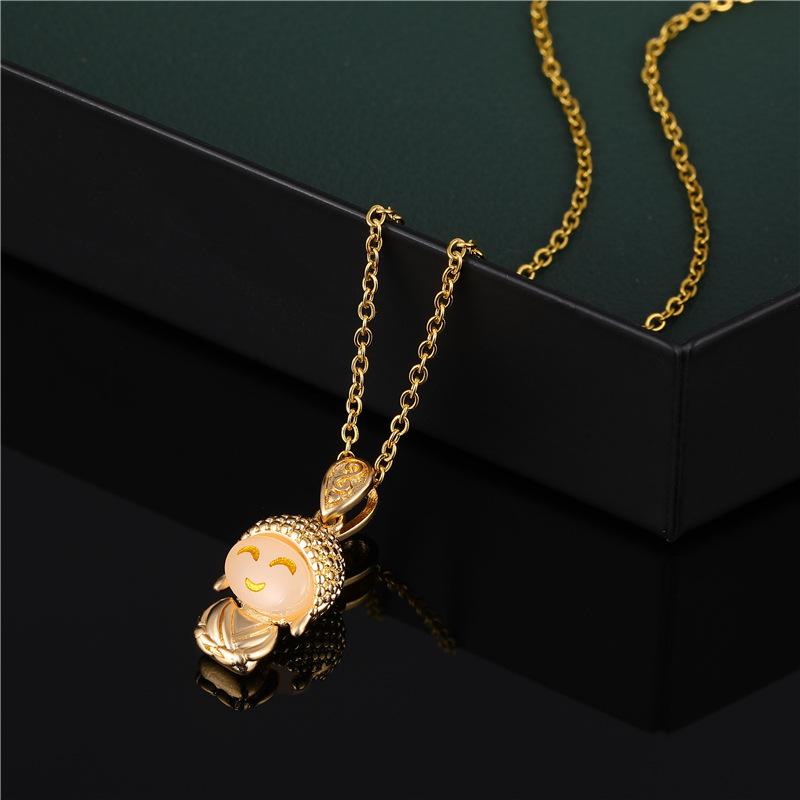 New In Cute Lucky Little Maitreya Buddha Pendant Women Necklaces Vintage Stainless Steel Female Chains Jewelry