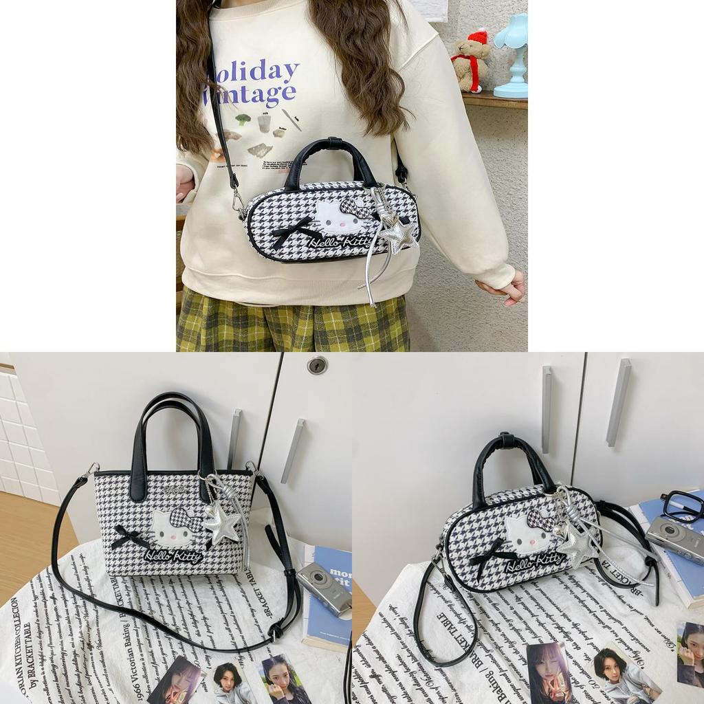 Canvas Handbag With Zipper Closure For Daily Use And Cute Cat Design