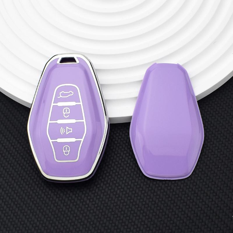 

Для Chery JETOUR X70 X70plus X70m X90plus X95pro 4 кнопки мягкий TPU чехол для автомобильного ключа чехол держатель для брелока аксессуары фиолетовый
