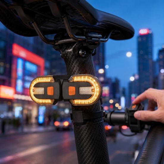 Yousheng Bicycle Turn Tail Light with Remote Control, IPX6 Waterproof 5 Modes Bike Rear Warning Light, Rechargeable Dual LED Split Taillight for Road,