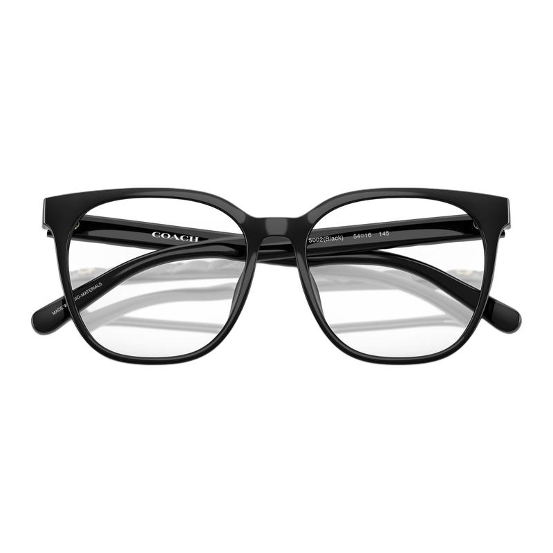 Coach [Available Prescriptions] Brand Design, Plate, Square, Optical Glasses, Same Style for Men and Women, Couple Style, Bright Black