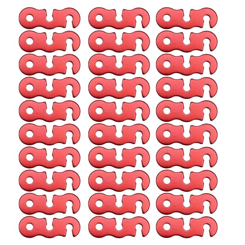 30Pcs Tent Rope Buckle Nonslip Tent Fastener Tensioner 3 Hole Rope Tensioner Aluminum Alloy Guyline Cord Adjuster 1