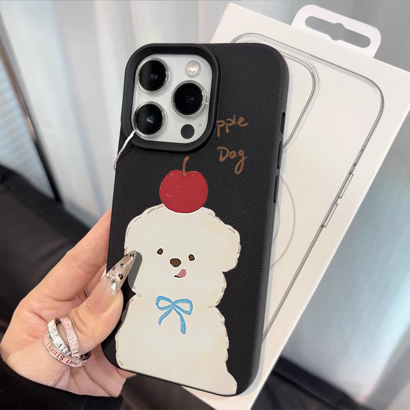 For Apple Puppy for Apple 16promax/15 Phone Case 14plus Litchi Pattern 13p Soft Case 12 Anti