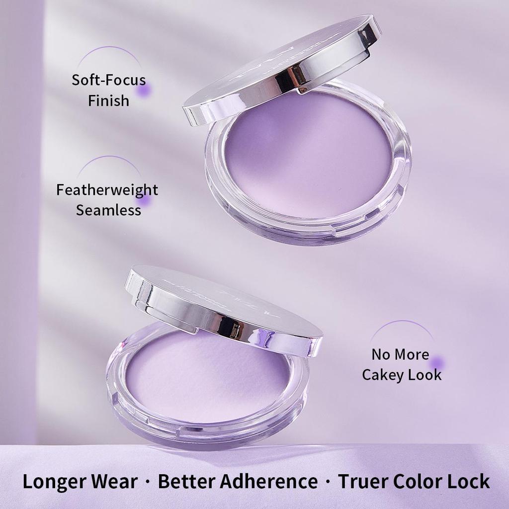 TVLV Lavender Setting Powder - Waterproof, Sweatproof, Natural Bare Makeup, Long-lasting, Non-transferring, Purple Finish