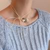 Retro Metal Resin Ball Pendant Necklace For Women Long Adjustable Black Rope Sweater Chain Choker Jewelry