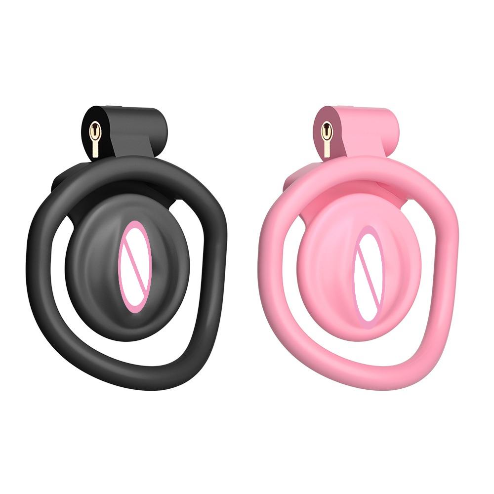 Negative/Micro/Small Chastity Cage for Sissy Sex Toy with 4 Size Cock Ring Pink/Black Bdsm Penis Urethral Lock Adult Toy for Men