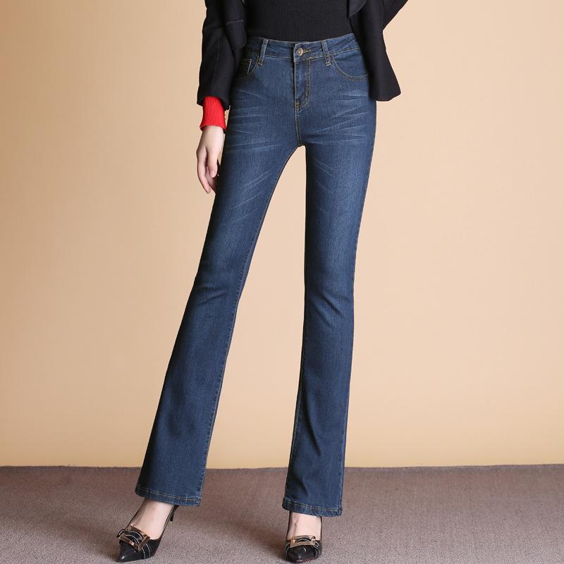 High Waist Micro Flare Plus Size Wide Straight Flare Casual Long Denim Pants for Middle Aged Women Casual Pants Oversize Denim Trousers