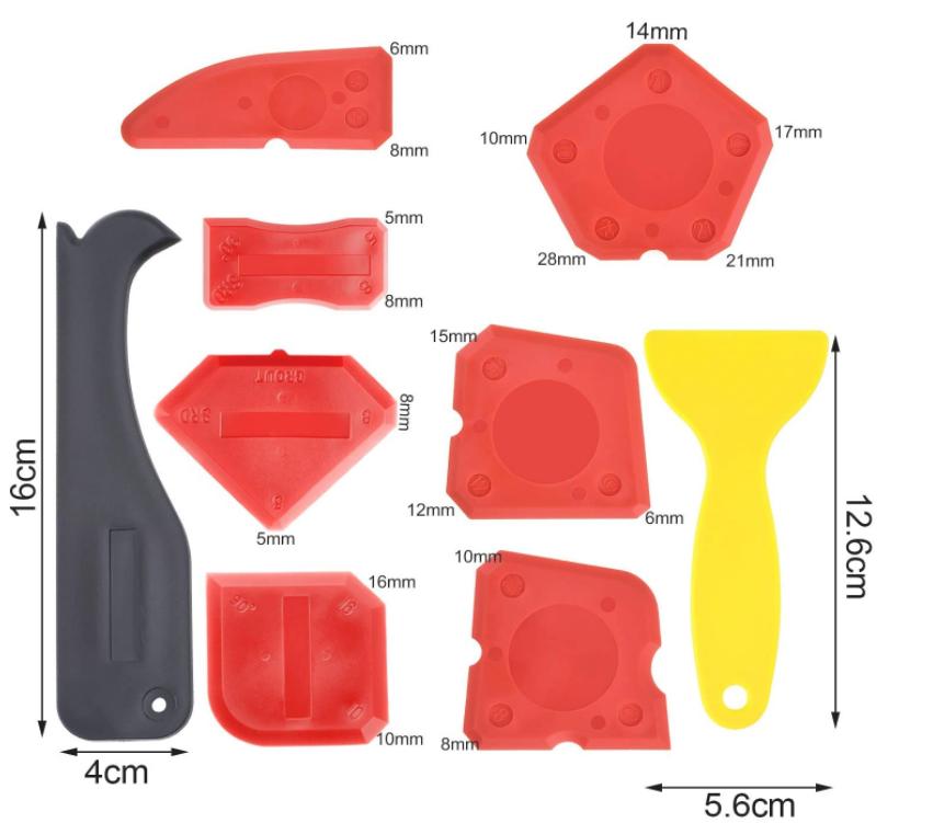 12 Pieces Caulking Tool Kit Silicone Sealant Finishing Tool Grout Scraper Caulk Remover and Caulk Nozzle