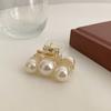 Sweet Mini Round Faux Pearls Hair Clip Non-slip Cross Teeth Back Head Small Hair Claw Styling Hair Accessories