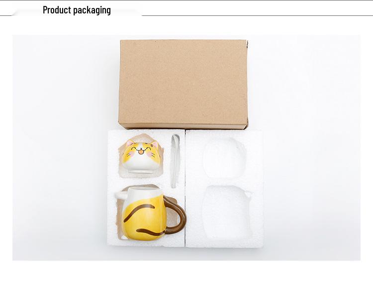 Japanese Cute Cat Cartoon Ceramic Cups with Lids: Perfect for Coffee, Milk, and Breakfast