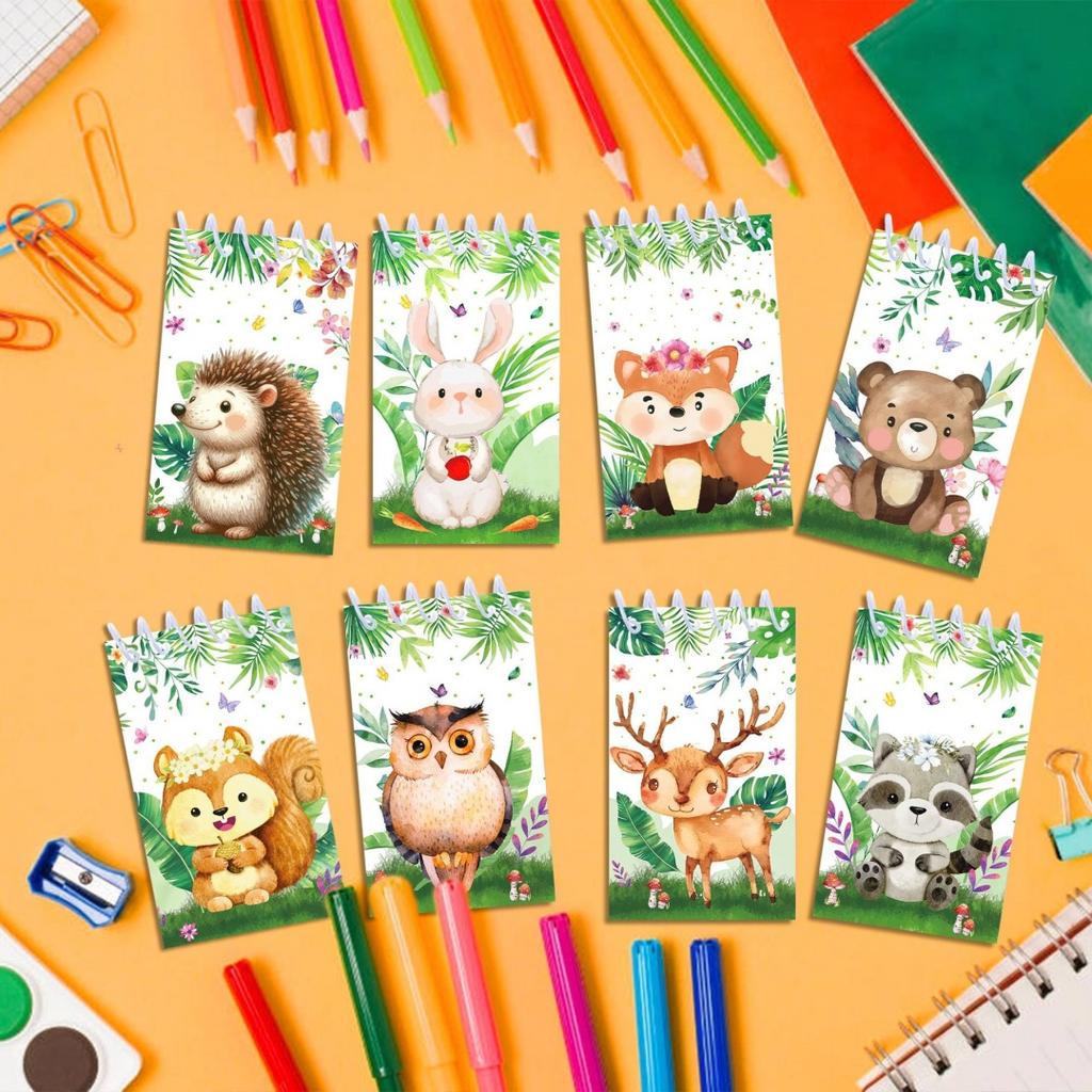 8-Pack Woodland Animal Spiral Notebook Forest Mini Pocket Notepad for Students Kids Office Gift