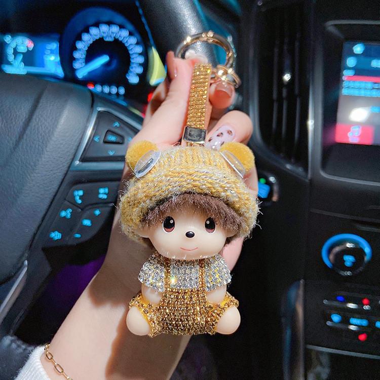 Cute Sparkly And Diamondstudded Keychain Doll For Car Keys Unique Gift Pendant