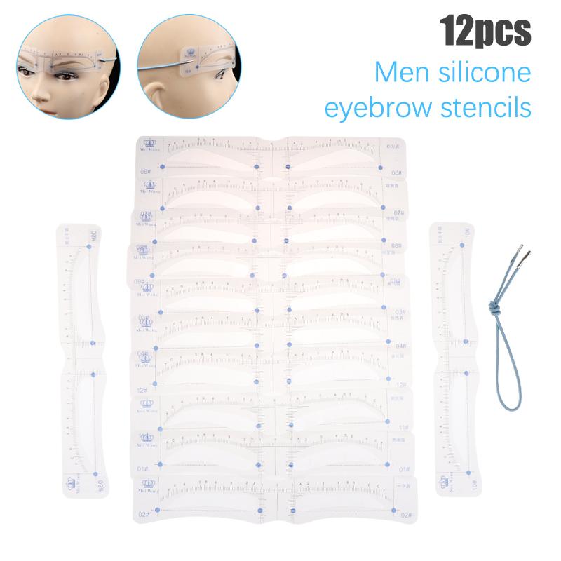 12Pcs Eyebrow Stencil Set Reusable DIY Men Women Eye Brow Drawing Guide Styling Shaping Grooming Template Card Easy Makeup
