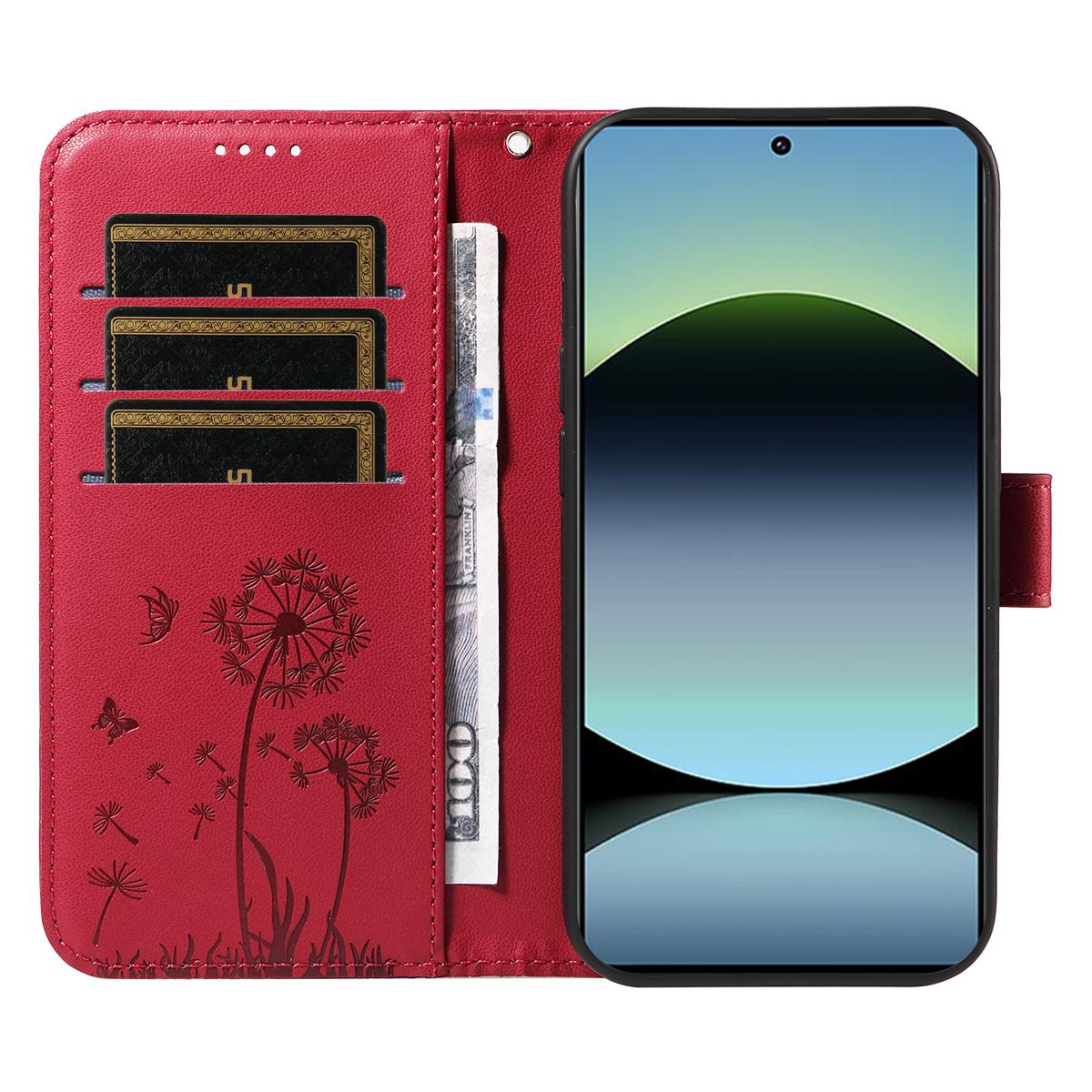 

For Xiaomi Poco M6 Pro 4G/Xiaomi Redmi Note 14S 4G/Xiaomi Redmi Note 13 Pro 4G Leather Wallet Case with Strap Dandelion Imprint Phone Stand Cover Purple