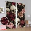 Flat Printing Curtains Gothic Skull Polyester Without Electricity Family Party Suitable Living Room Outdoor Decor Set Of 2 Made