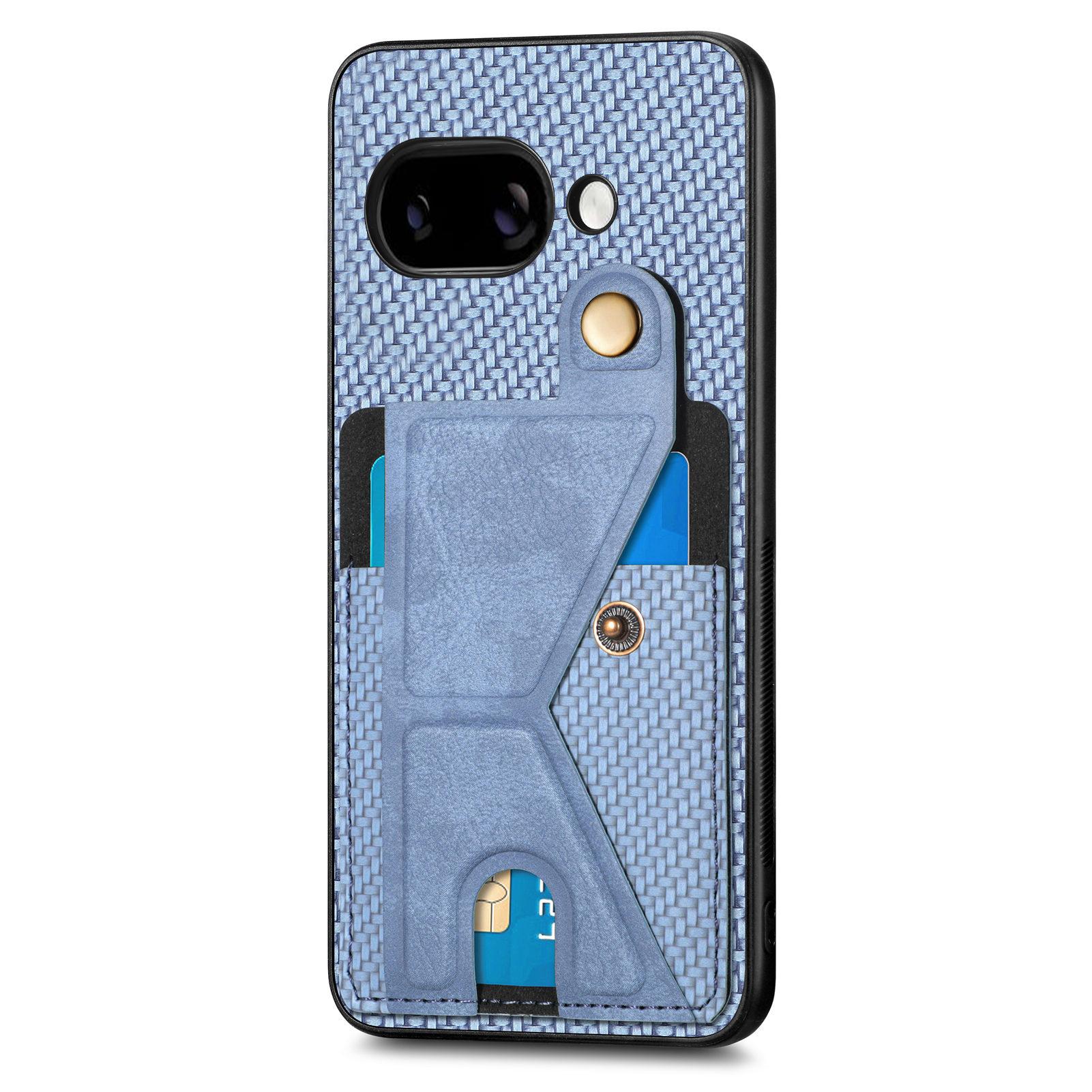 

For Google Pixel 9a Case with K-Shaped Kickstand Leather Phone Back Cover Black