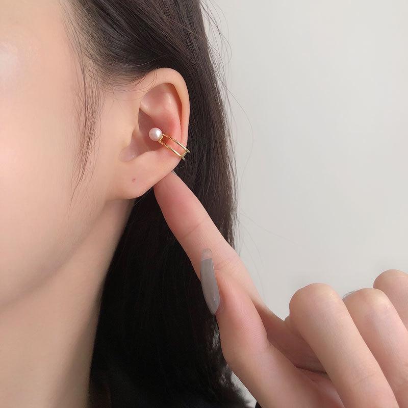 Pearl French Retro Ear Piercing Without Gospel Ear Bone Clip Temperament Simple Design Earrings