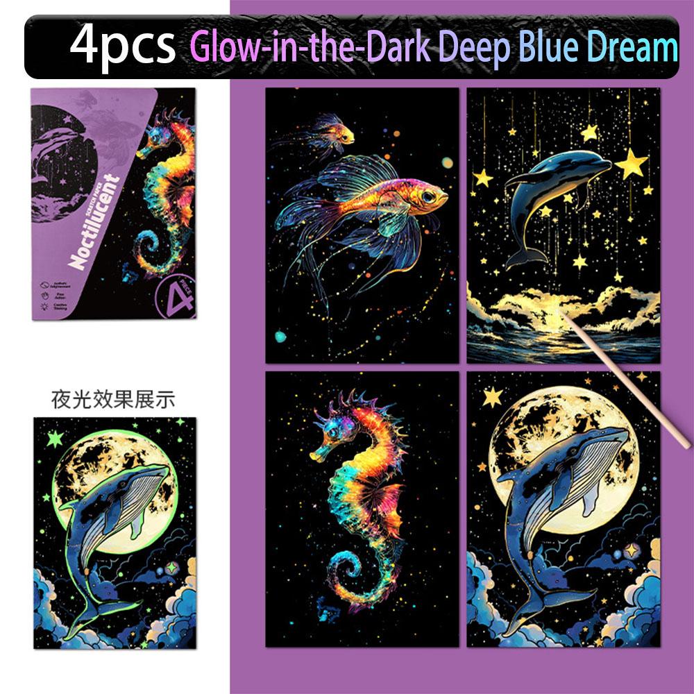 20*14cm DIY Night Scene Painting Scratch Colorful Drawing World Attractions Series For Child Adult Decompression Gift Home Decor