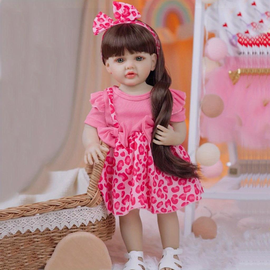 BZDOLL 55cm Ganzkörper Weichvinyl Reborn Baby Mädchen Stehpuppe Lebensecht 22 Zoll Prinzessin Kleinkind Kunstspielzeug Bebe Geburtstagsgeschenk für Kinder