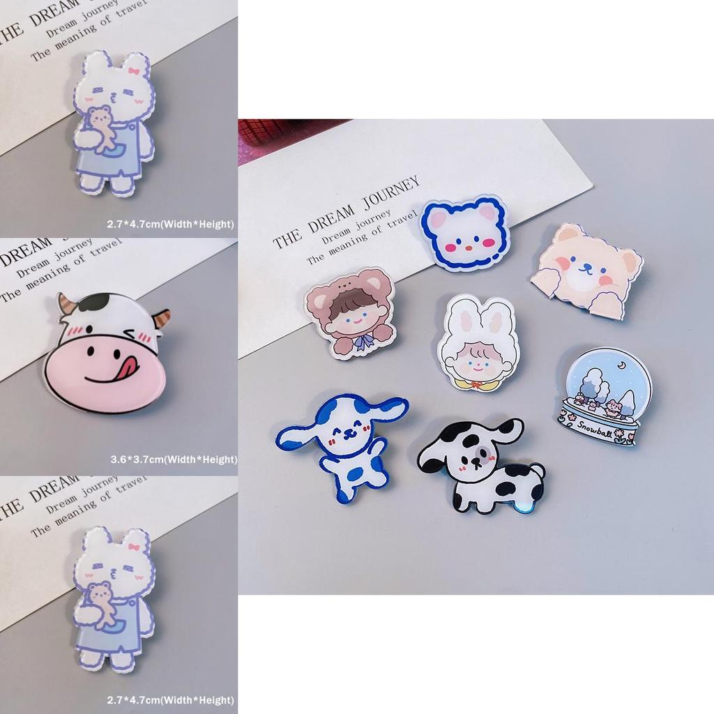 Adorable Cartoon Dog Rabbit Cow Brooches For Backpack And Handbag Decoration