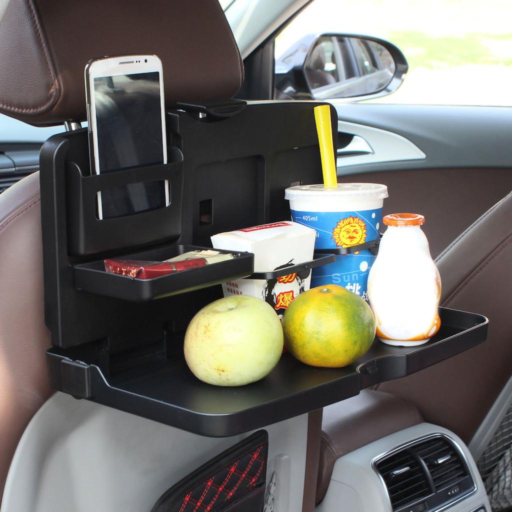 Bil Sammenleggbart Matbord Bil Spisebord Sparer Organizer Multifunksjonell Hylle for Bil Svart