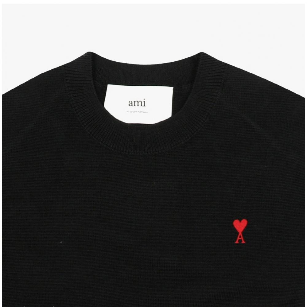 Ami Men S Knit Small Heart Logo hkS826 001 009