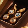Vintage flower fringed stud earrings medieval vintage niche ring pearl premium earrings light luxury ear jewelry