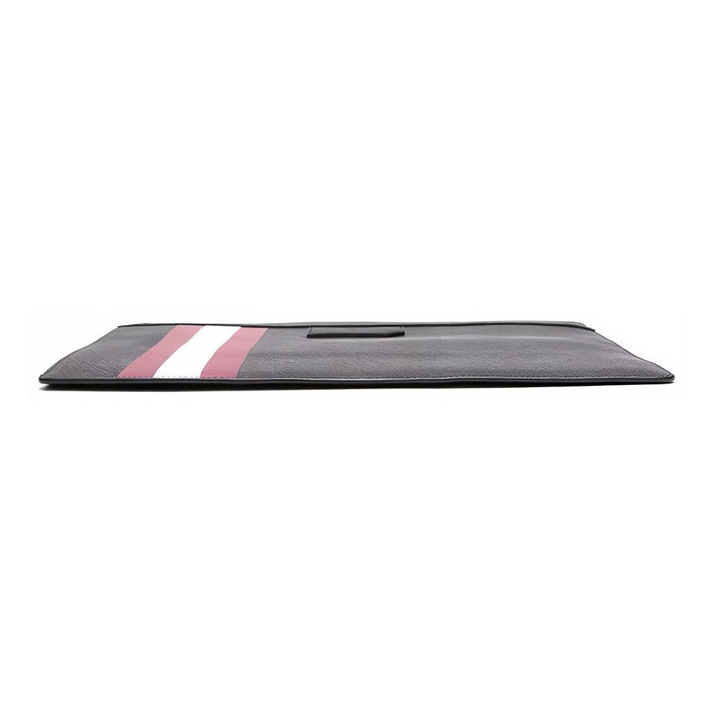 Bally Bollis Red And White Striped Portable Business Commuter PVC Clutch Men clutch Black BOLLIS-LARGE-OF-36